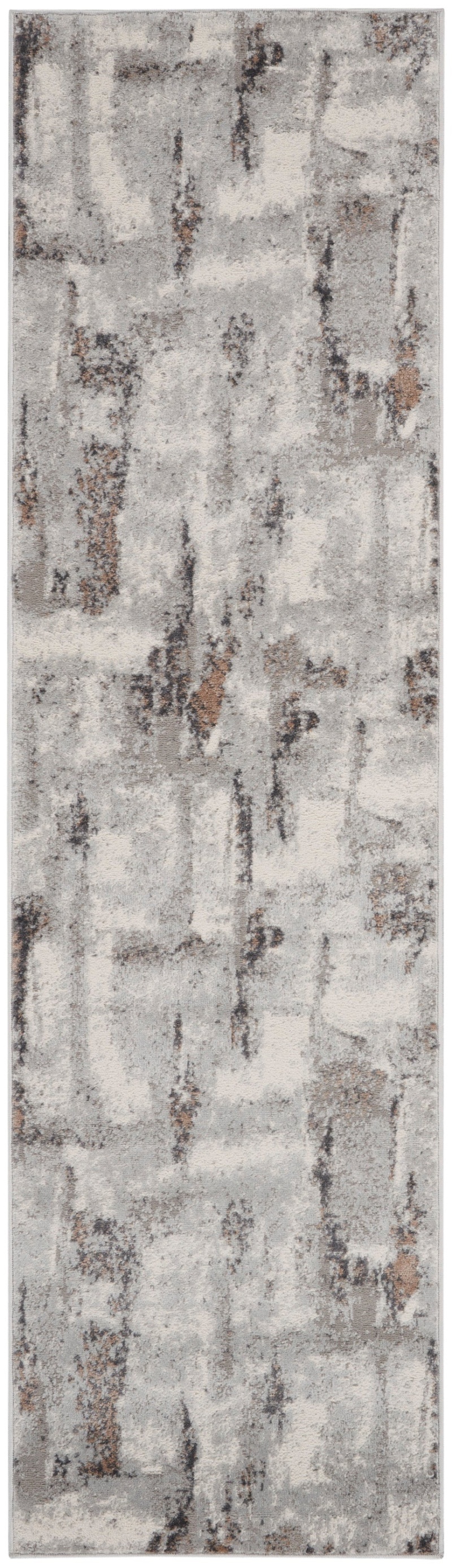 Grey Ivory Polypropylene Modern Area Rug Runner