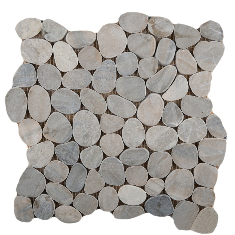 Venetian Silver Pebble Mosaic – 12" x 12" Flat Matte