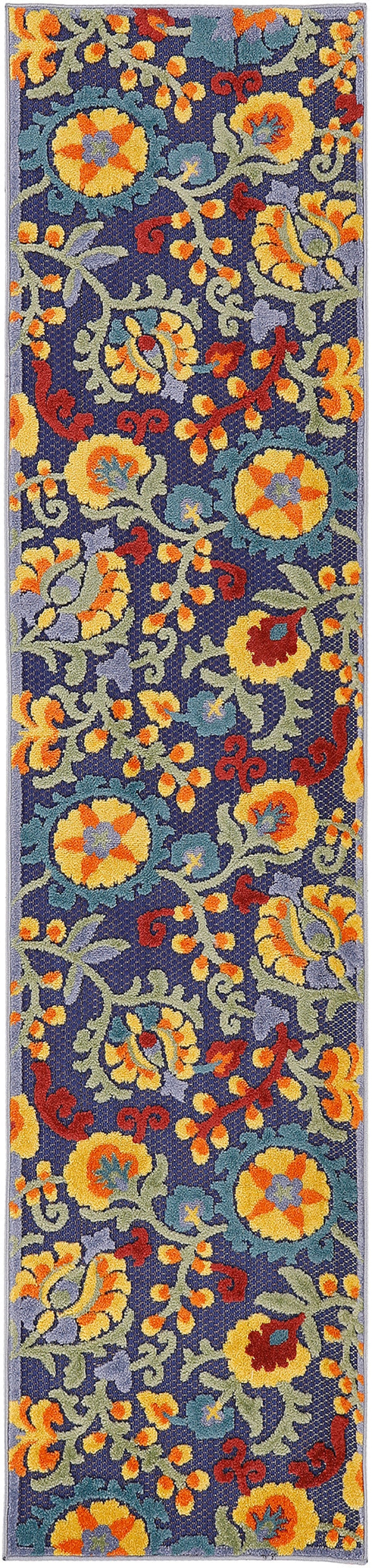 Aloha Alh17 Navy Multicolor Outdoor Runner Rug