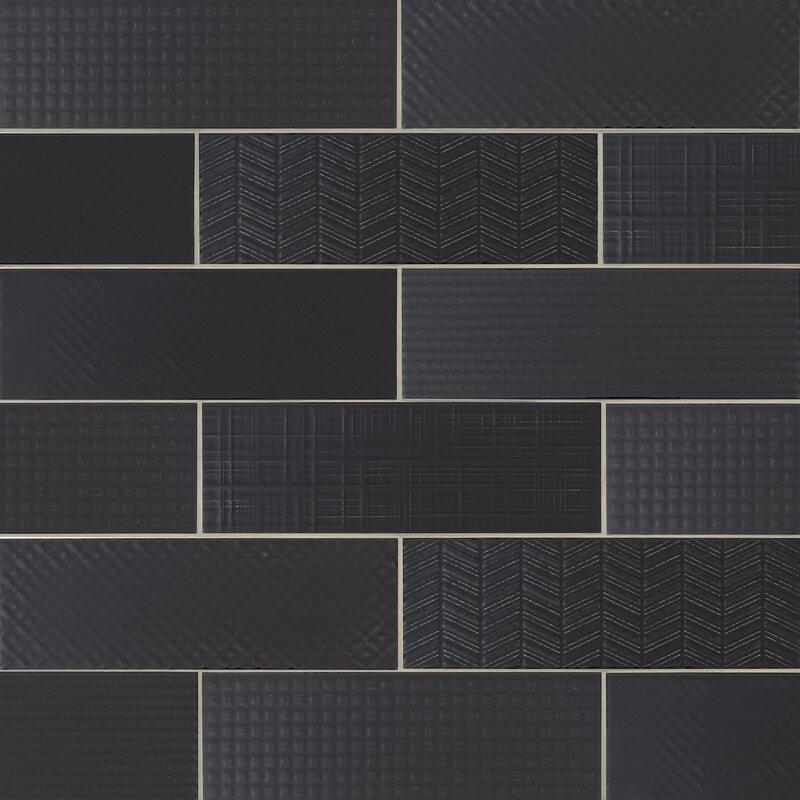 Urbano Ink 3D Mix Ceramic Tile - Glossy - 4" X 12"