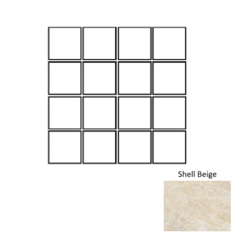 Oyster Shell Beige Porcelain Mosaic - 3" X 3" - Matte