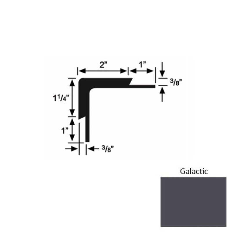 Solid 15 Galactic Rubber Double Flange Carpet Stair Nosing (Sq) - 2" X 9 Ft (108")