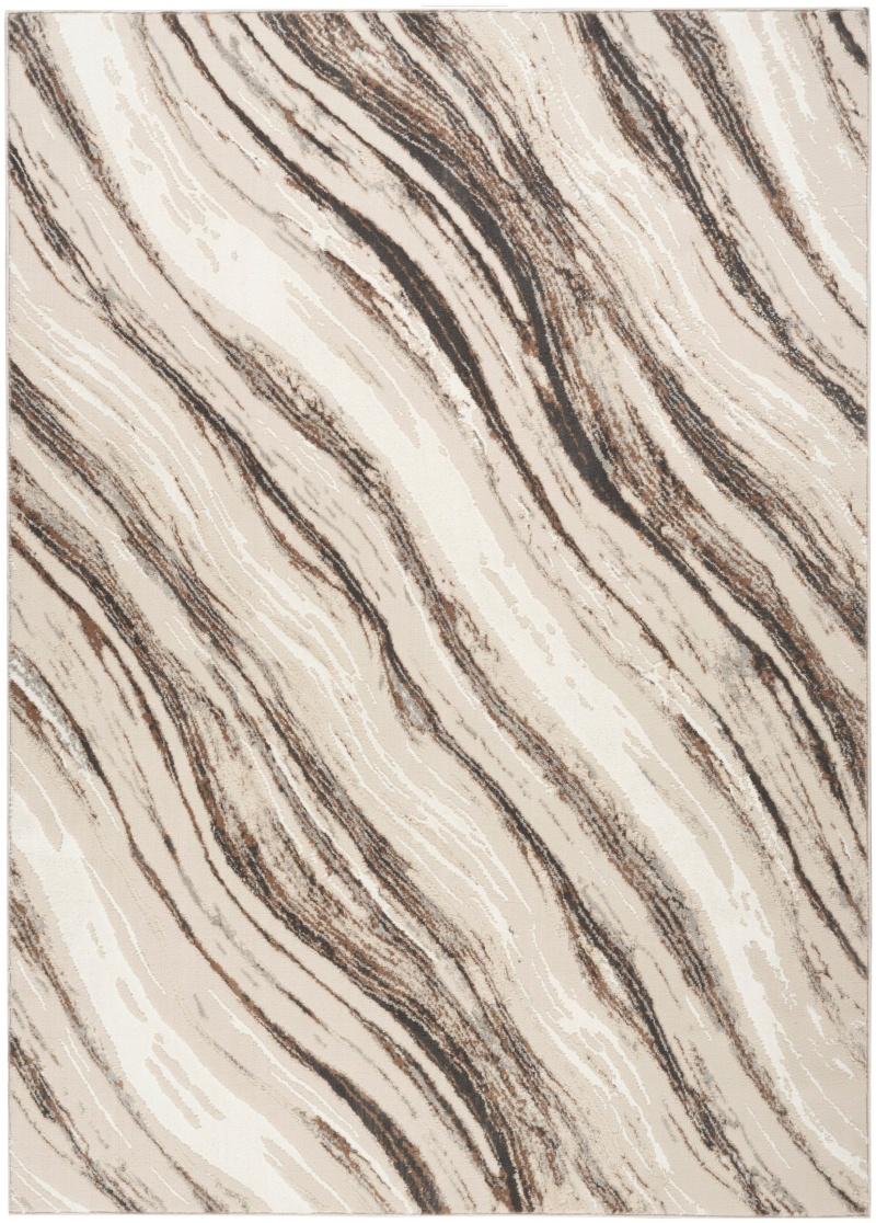 Sustainable Trends Beige Grey Polyester Modern Area Rug, 6 Ft x 9 Ft