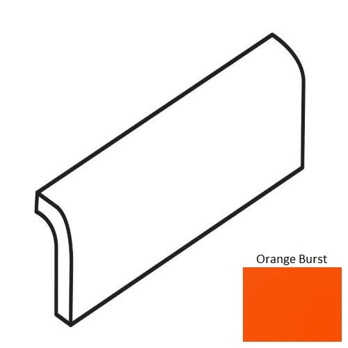 Color Wheel Classic Orange Burst Ceramic Wall Trim - 2" X 6" Radius Bullnose - Semi Gloss