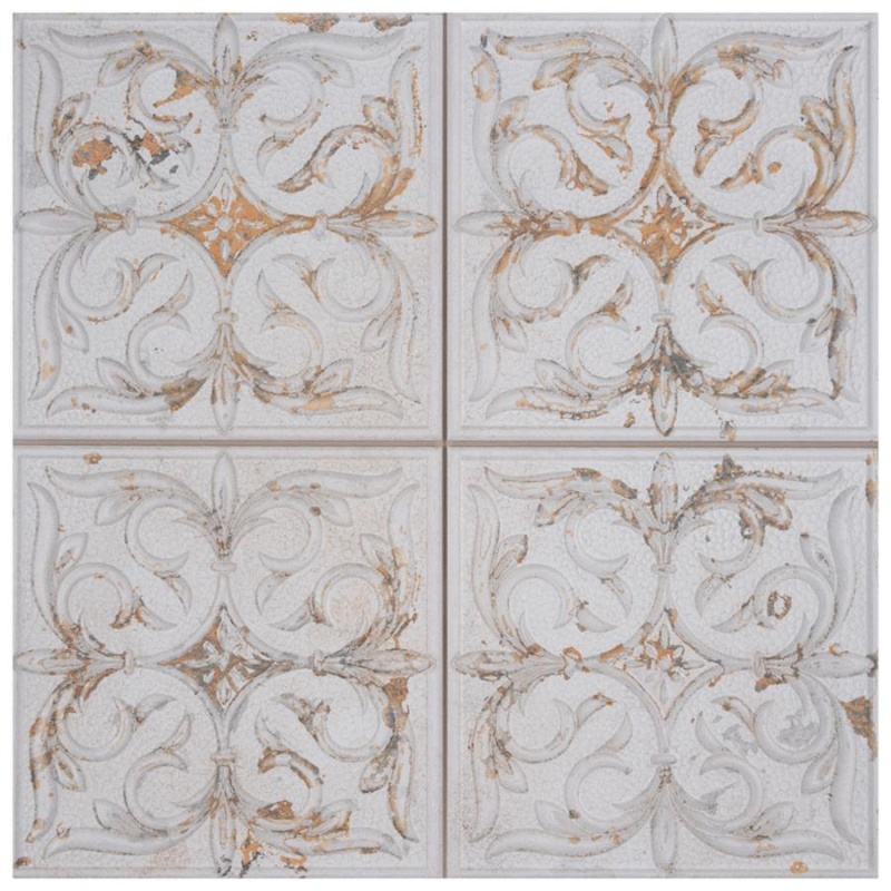 Antigua Lis White Porcelain Tile - Mixed - 13" X 13"