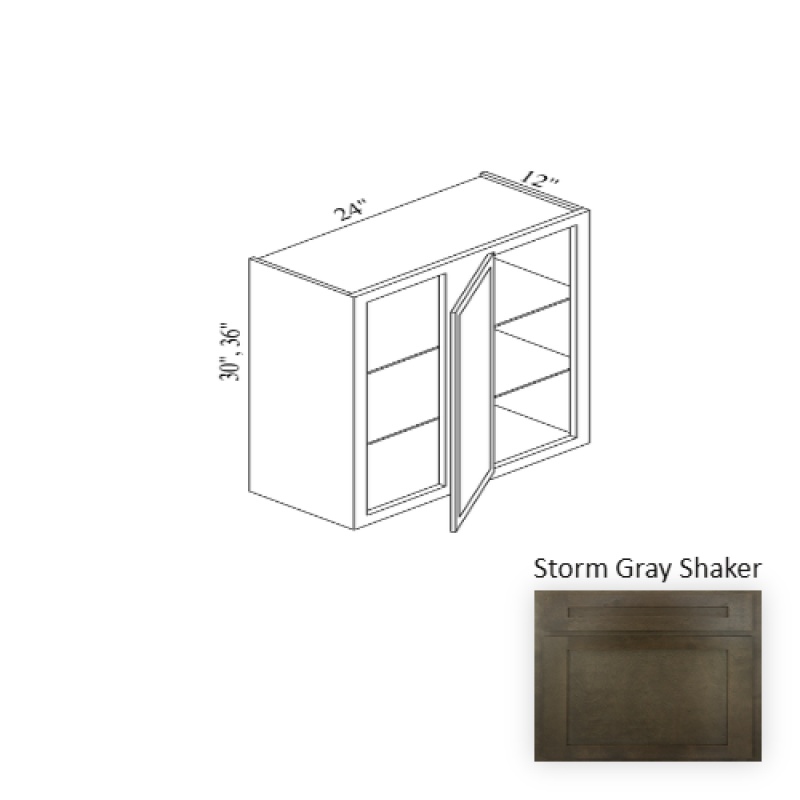 Wbc2430 Storm Gray Shaker Wood Kitchen Corner Blind Base Cabinet - 24" X 30" X 12" (Assembly Required) - Storm Gray Shaker