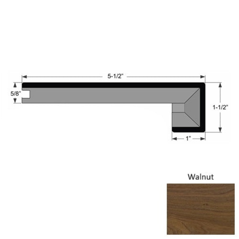 Vinland Walnut Hardwood Moulding / Trim - 3" X 90" Square Stair Nose - Urethane