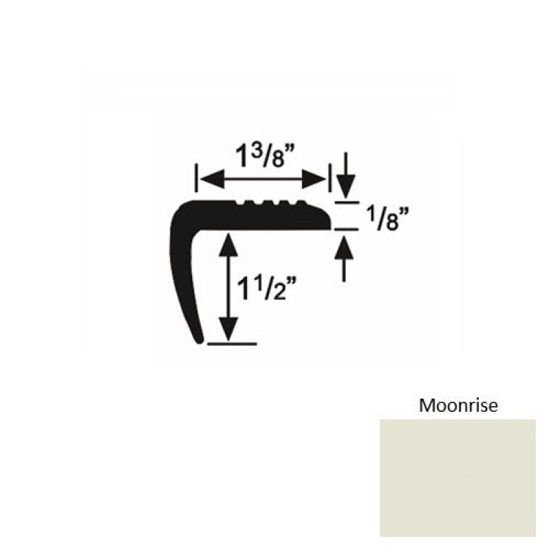 Solid 05 Moonrise Rubber Domestic Stair Nosing (Sq) - 1 3/8" X 9 Ft (108")
