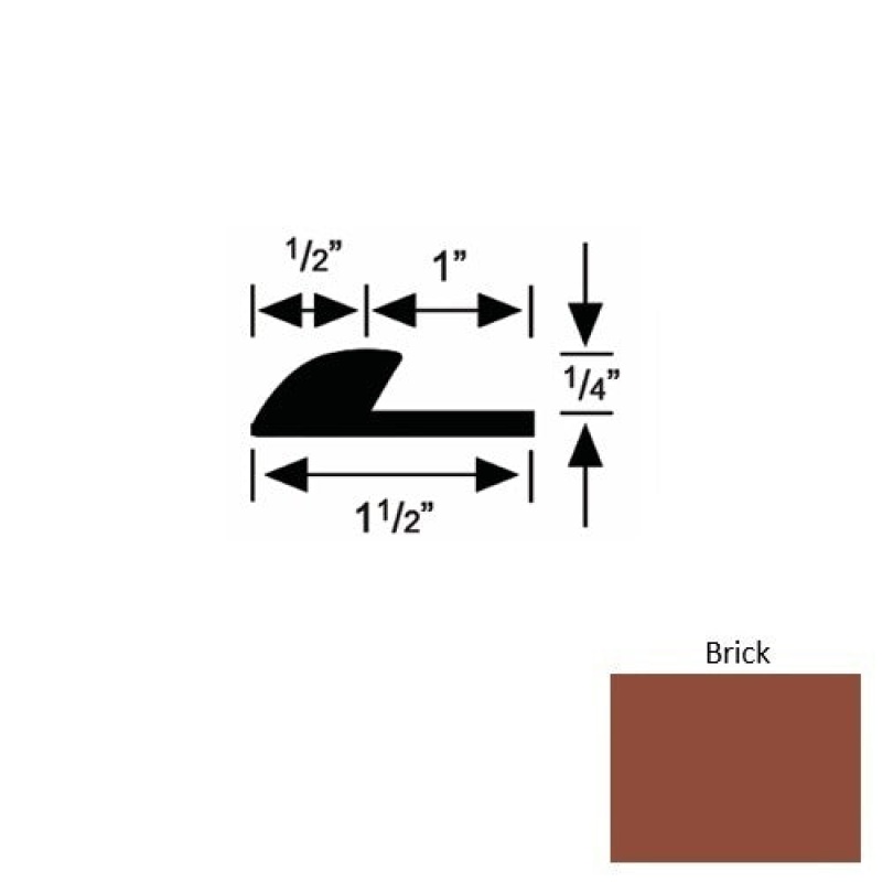 Solid 35 Brick Rubber Underlap Carpet Edge