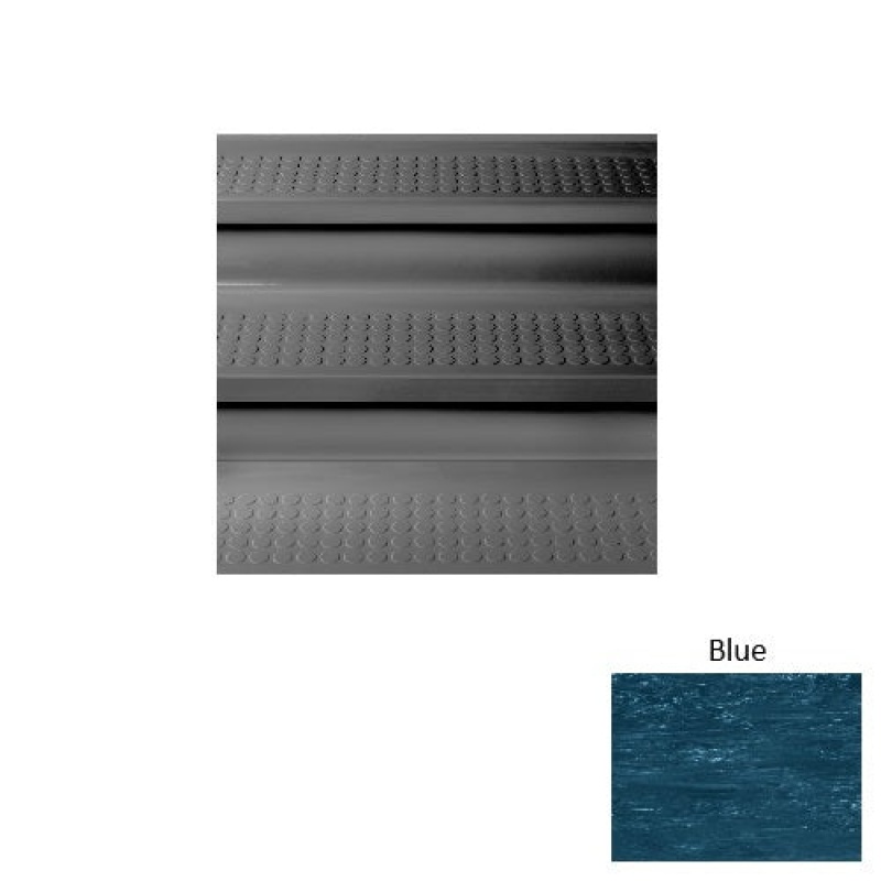 Marbleized 96 Blue Vantage Raised Circular Rubber (Sq) Stair Tread With Riser - Textured