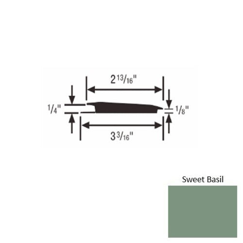 Solid 65 Sweet Basil Rubber Rolling Traffic Transition - 3 3/16" X 9 Ft (108") X 1/4" - 1/8"