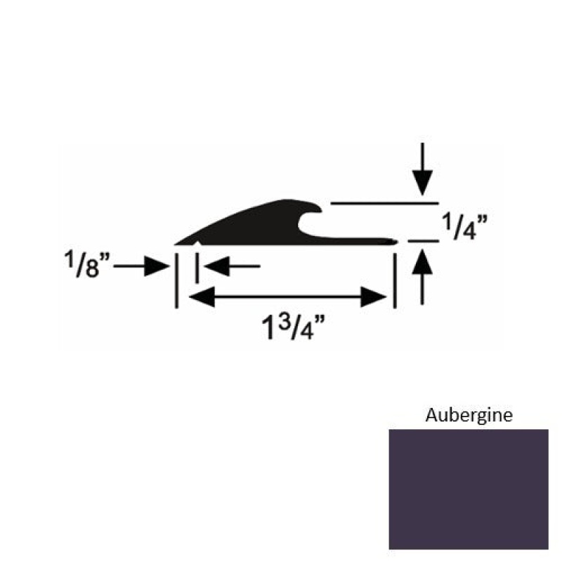 Solid 43 Aubergine Rubber Custom Carpet Edging - 1 3/4" X 9 Ft (108") X 1/4"