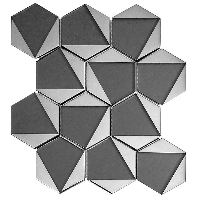 Monaco Riviera Gris Glass Mosaic - 2.9" X 2.9" Hexagon - Glossy
