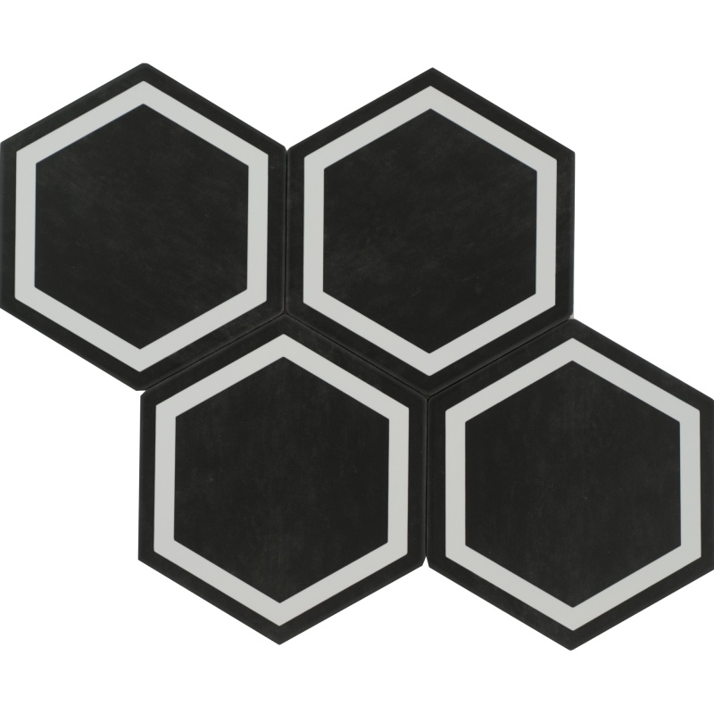 Examatt Decora Exatarget Nero Porcelain Tile - Matte - 6" X 6" Hexagon