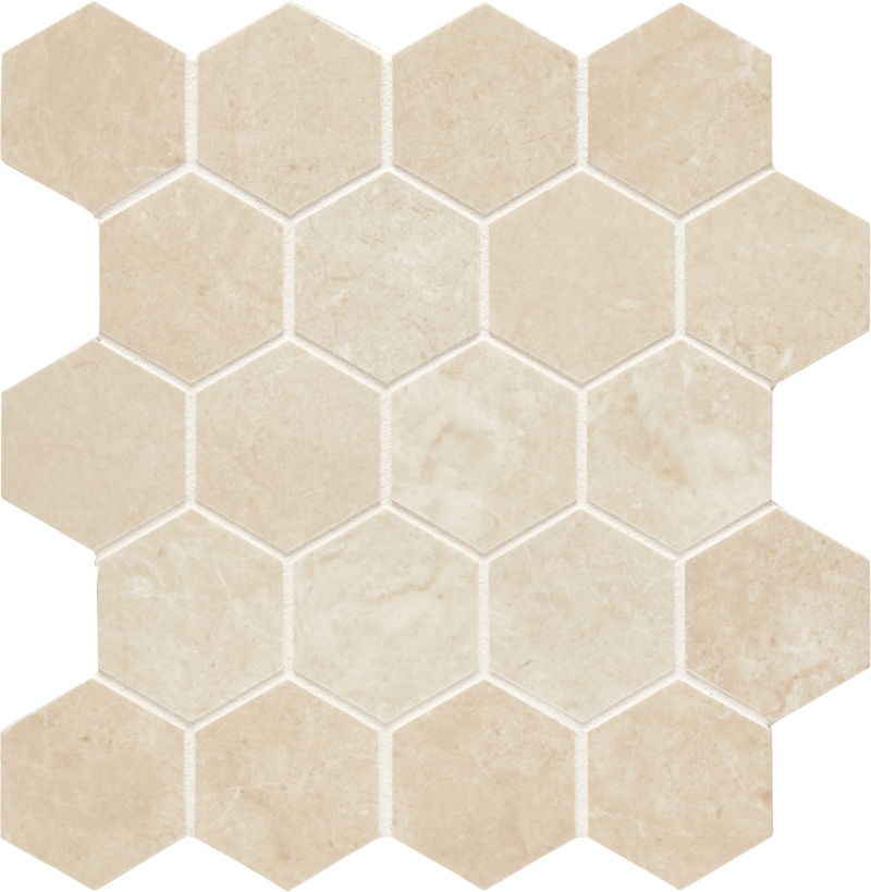 Crema Marfil Porcelain Mosaic 2 3/8" x 2 3/8" Hexagon