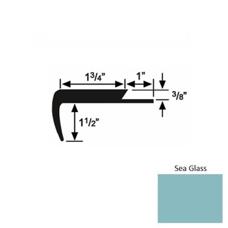 Solid 11 Sea Glass Rubber Single Flange Carpet Stair Nosing (Sq) - 1 3/4" X 9 Ft (108")