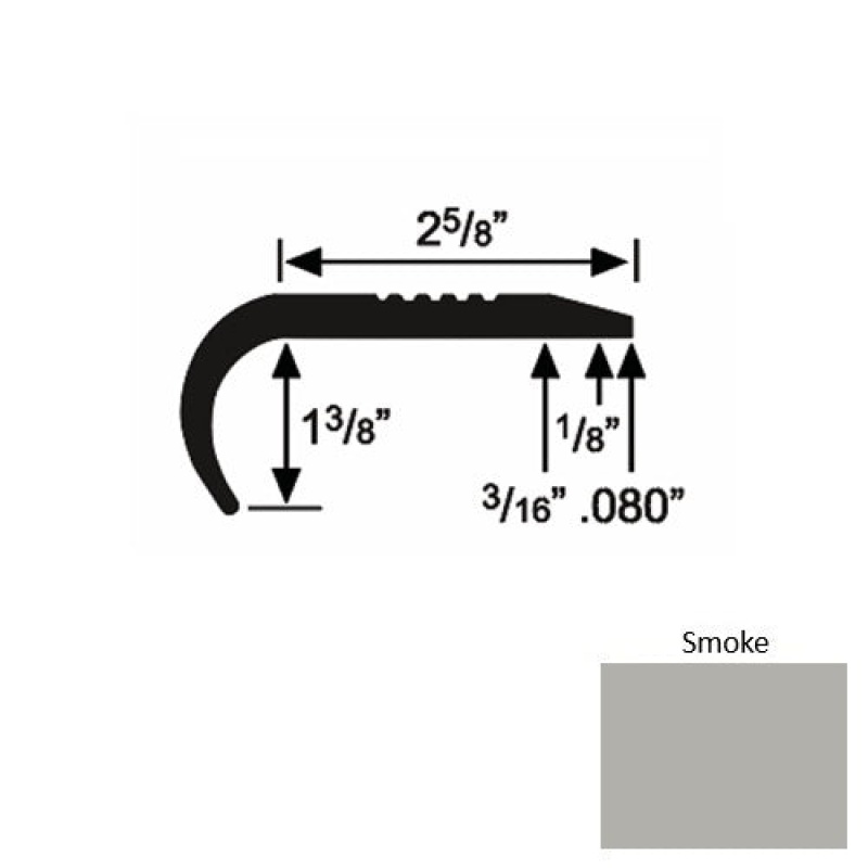 Solid 04 Smoke Rubber Residential Stair Nosing (Rd) - 2 5/8" X 9 Ft (108")