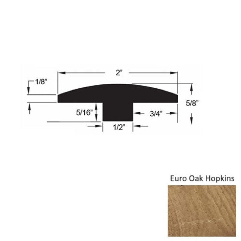 Mill Creek Euro Oak Hopkins Hardwood Moulding / Trim - 2" X 78" T Molding - Urethane