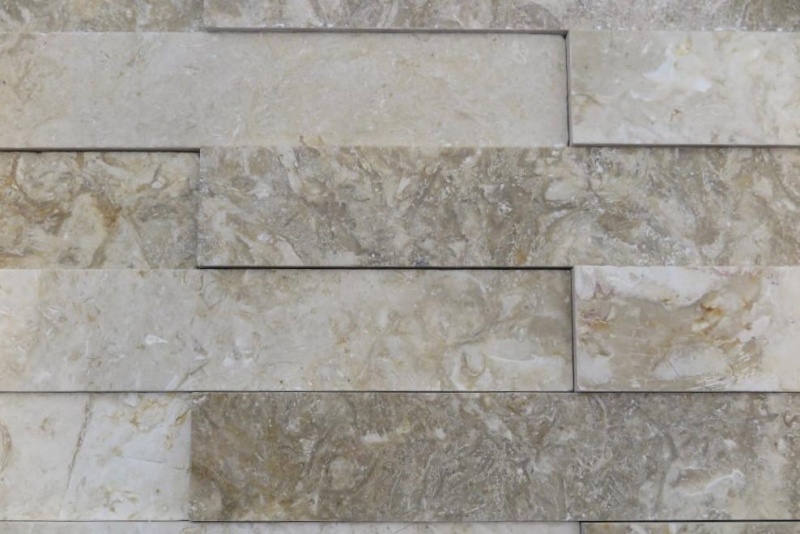 Full Tile Sample - Jerusalem Gray Gold Limestone Ledgestone - 2" X 12" X 5/8" Stardust Brushed