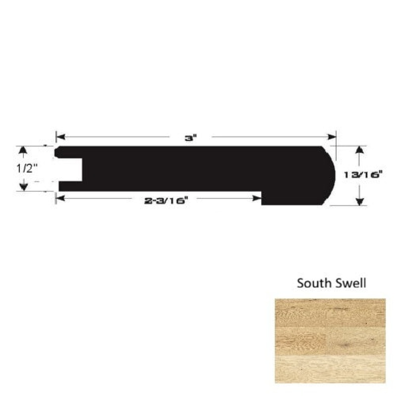 South Swell Hardwood Moulding / Trim - 90" Flush Stairnose - Ultra Low Gloss Urethane
