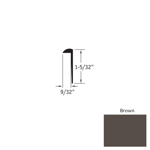 Johnsonite Brown Vinyl Moulding / Trim - 9/32" X 12 Ft (144") Square Cap Cove Cap - Square Cap Cove Cap