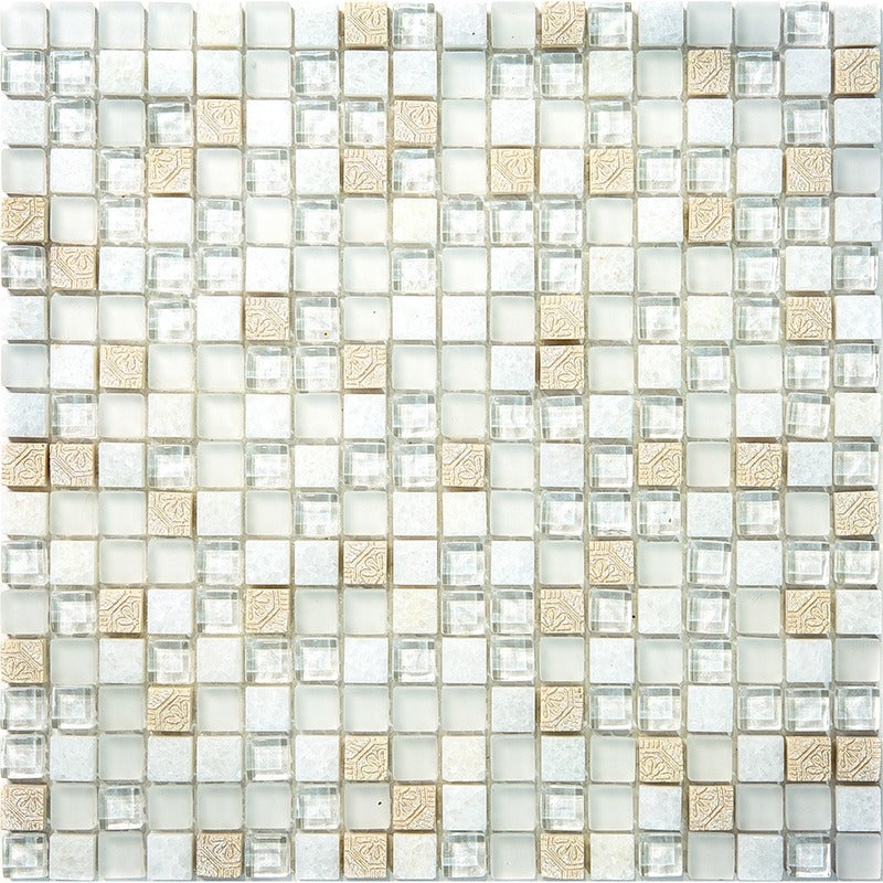 Inka Mini Polar Mixed Mosaic - 0.6" X 0.6" - Glossy & Foiled