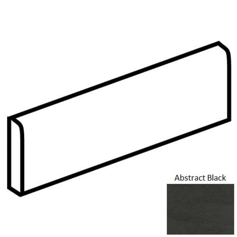 Theoretical Abstract Black Porcelain Floor & Wall Trim - 3" X 12" Bullnose - Matte