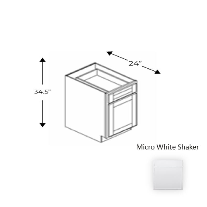 Framed Shaker Premium Micro White Shaker Natural Clear Coat Wood Kitchen Base Cabinet - 18" X 34.5" X 24" - Natural Clear Coat