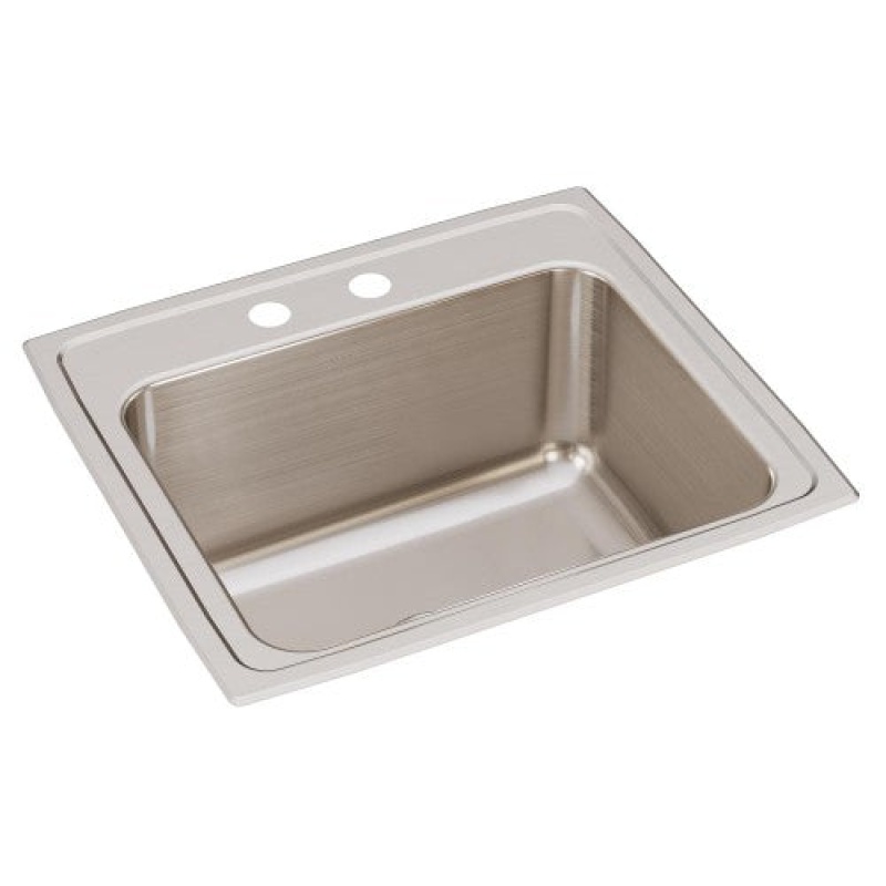 Dlr2219102 Lustertone Classic Stainless Steel Drop In Single Bowl Kitchen Sink - 22" X 19 1/2" X 10 1/8" With 2 Holes - Stainless Steel