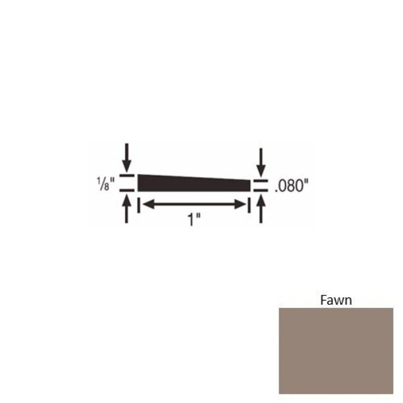 Solid 59 Fawn Rubber Reducer Strip - 1" X 9 Ft (108") X 1/8"