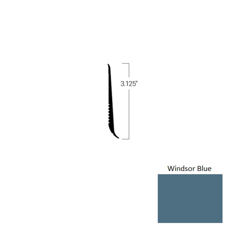 Windsor Blue Tightlock Resilient Rubber Base, 3 1/8" x 48" x 1/4" Cove