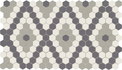 Unglazed Mosaics Ice White / Black / Light Smoke Vintage Revival Diamond Porcelain Mosaic - 1" Hexagon - Matte