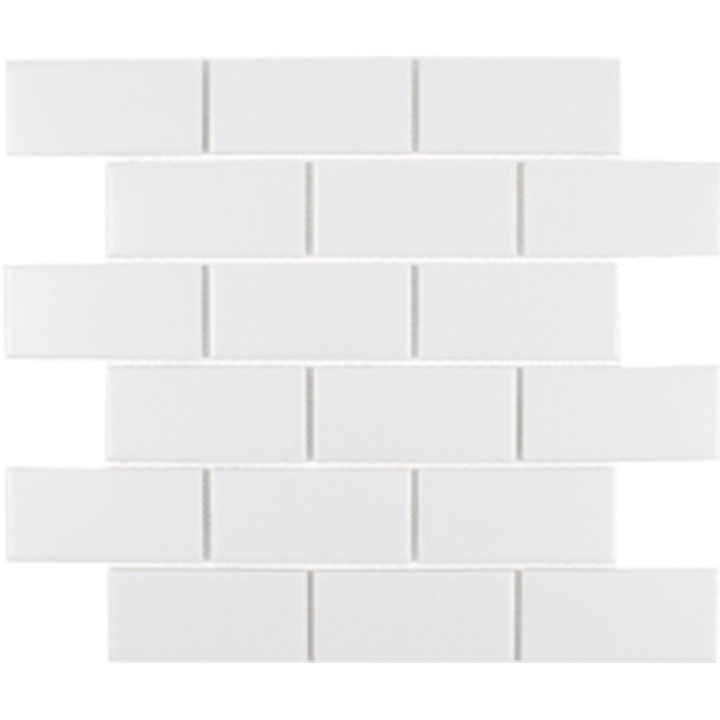 Gallery Bright White Porcelain Mosaic – 2" x 4" Brick – Glossy