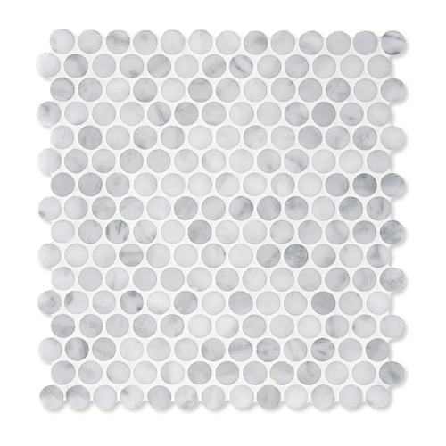 Carrara Marble Penny Round Mosaic - Honed