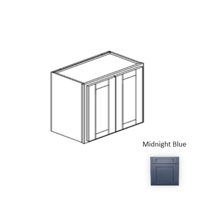 Framed Shaker Signature Midnight Blue Natural Clear Coat Wood Kitchen Wall Cabinet - 33" X 30" X 12" - Natural Clear Coat