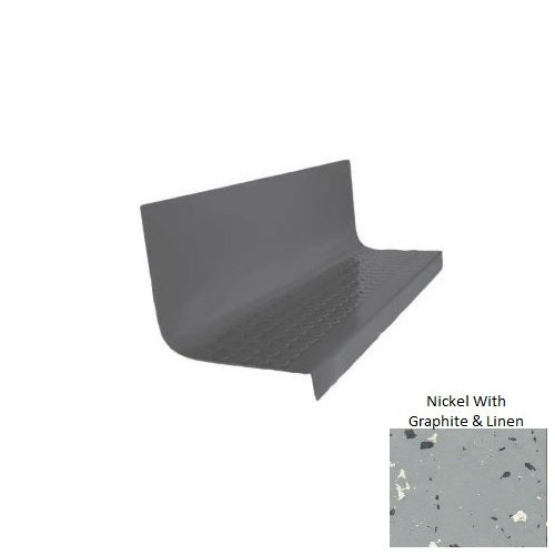 Spextones Nickel With Graphite & Linen Type 1701 Distinct Designs Rubber - 20 1/2" X 72" Stair Tread - Rgt Radial Ii Raised Disc Design