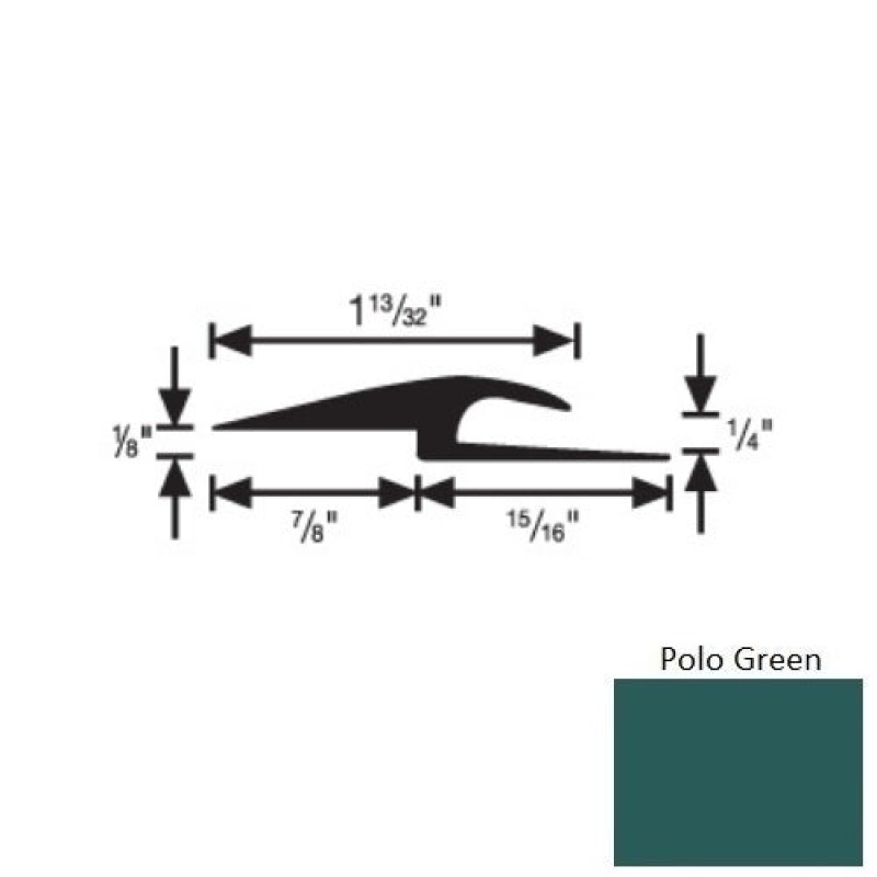 Flextones Polo Green Vinyl 167 Tile and Carpet Joiner – 1/4" x 12 ft