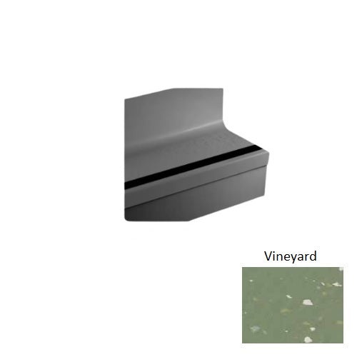 Johnsonite Vineyard Cubis Textured Speckled Rubber Stair Tread with Riser, 19" x 60", Angle Fit, 40 Black Insert
