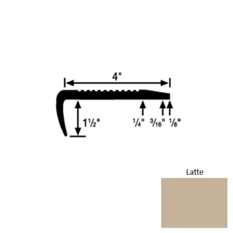 Solid 01 Latte Rubber Commercial Stair Nosing, 4" X 9 Ft (108")