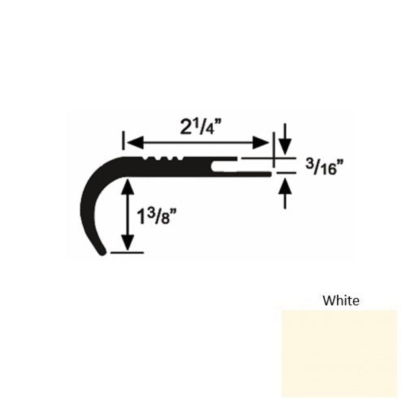 Solid 18 White Rubber Undercut Carpet Nosing
