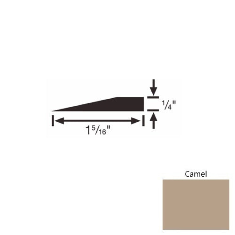 Solid 24 Camel Rubber Reducer Strip - 1 5/16" X 9 Ft (108") X 1/4"