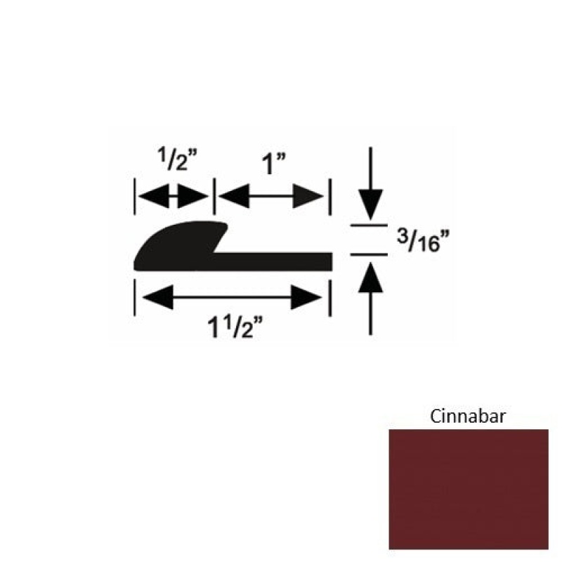 Solid 34 Cinnabar Rubber Underlap Carpet Edge