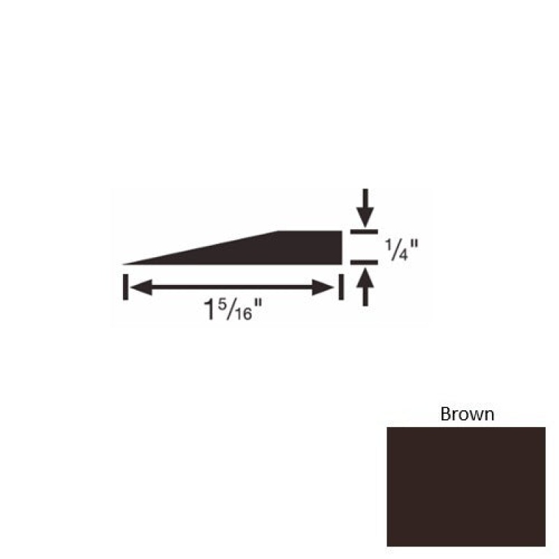 Solid 24 Brown Rubber Reducer Strip - 1 5/16" X 9 Ft (108") X 1/4"