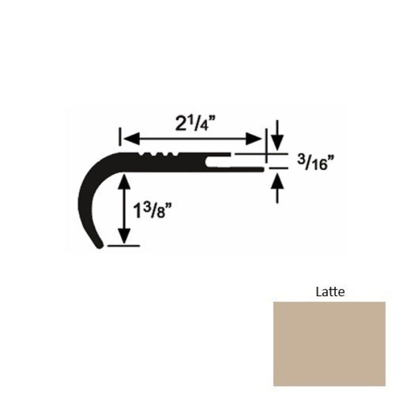 Solid 18 Latte Rubber Undercut Carpet Nosing (Rd) - 2 1/4" X 9 Ft (108")