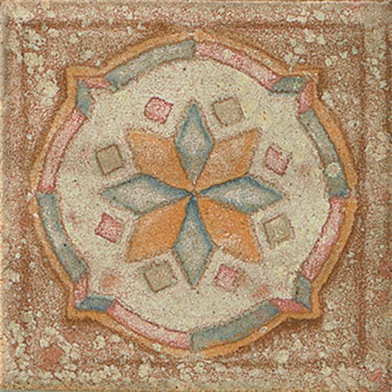 Cotto Nature Tira Sandro Hand Painted Porcelain Floor & Wall Trim - 3" X 3" Dot Corner - Glossy