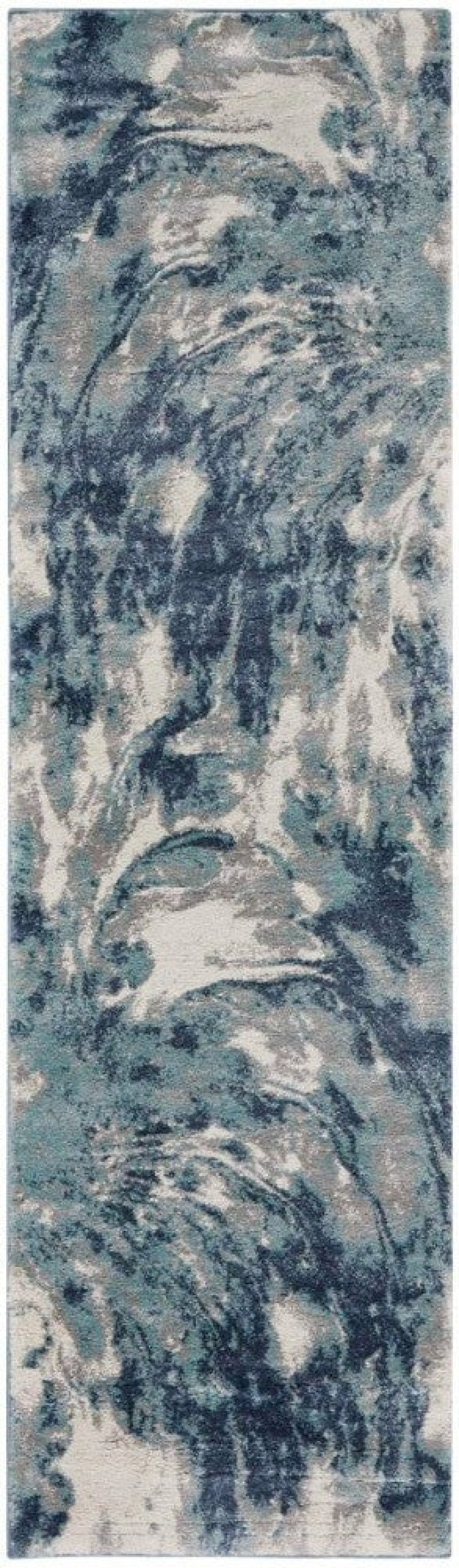 American Manor Blue Ivory Amr03 Polypropylene & Polyester Contemporary Area Rug - 8 Ft Runner - Blue Ivory