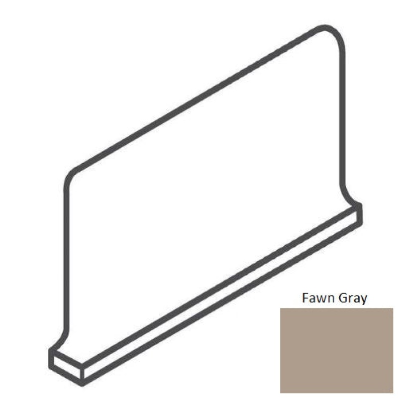 Quarry Tile Fawn Gray Quarry Floor & Wall Trim - 5" X 6" Cove Base Outcorner Right - Matte