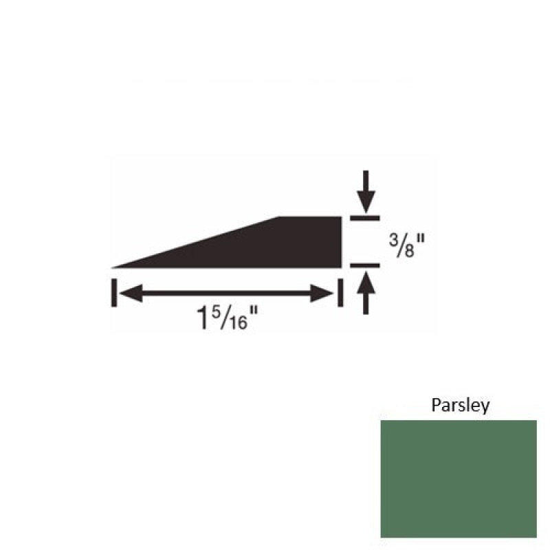 Solid 26 Parsley Rubber Reducer Strip - 1 5/16" X 9 Ft (108") X 3/8"