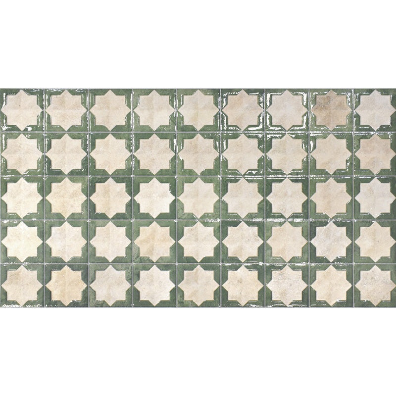Alcazar Emerald Porcelain Tile - Glossy & Matte - 12.2" x 22"