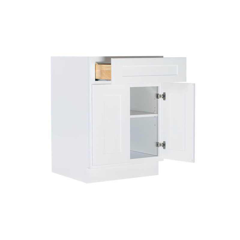 White Shaker Wood Kitchen Base Cabinet